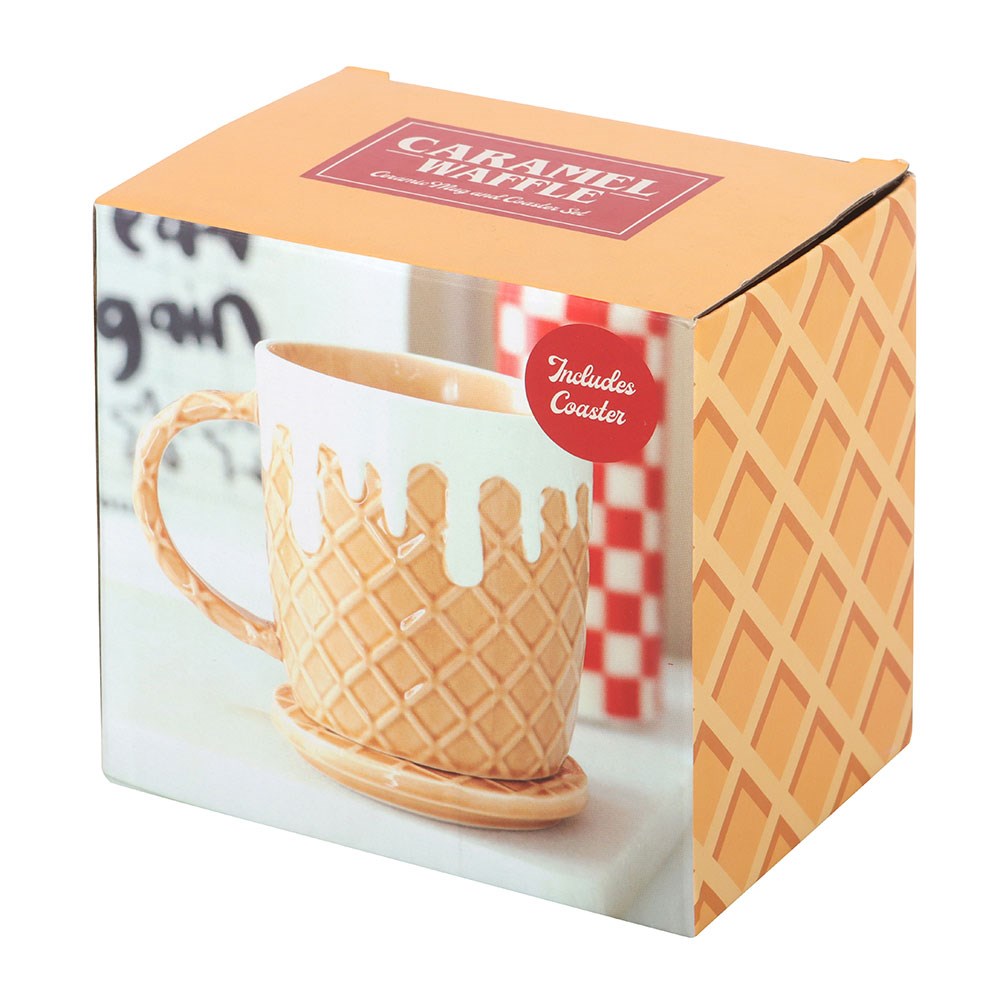 Caramel Waffle Mug and Coaster Set (550ml)5