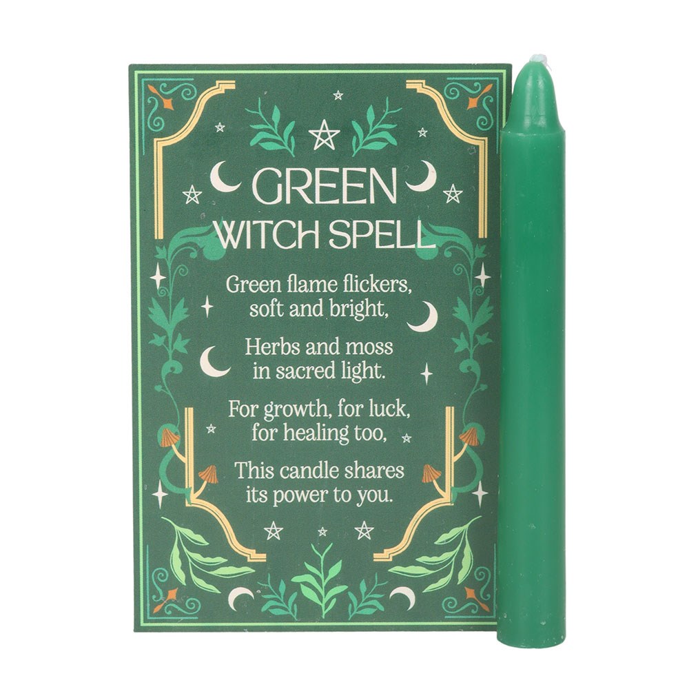 Green Witch Spell Candles – 12 Pack for Growth, Luck & Healing1