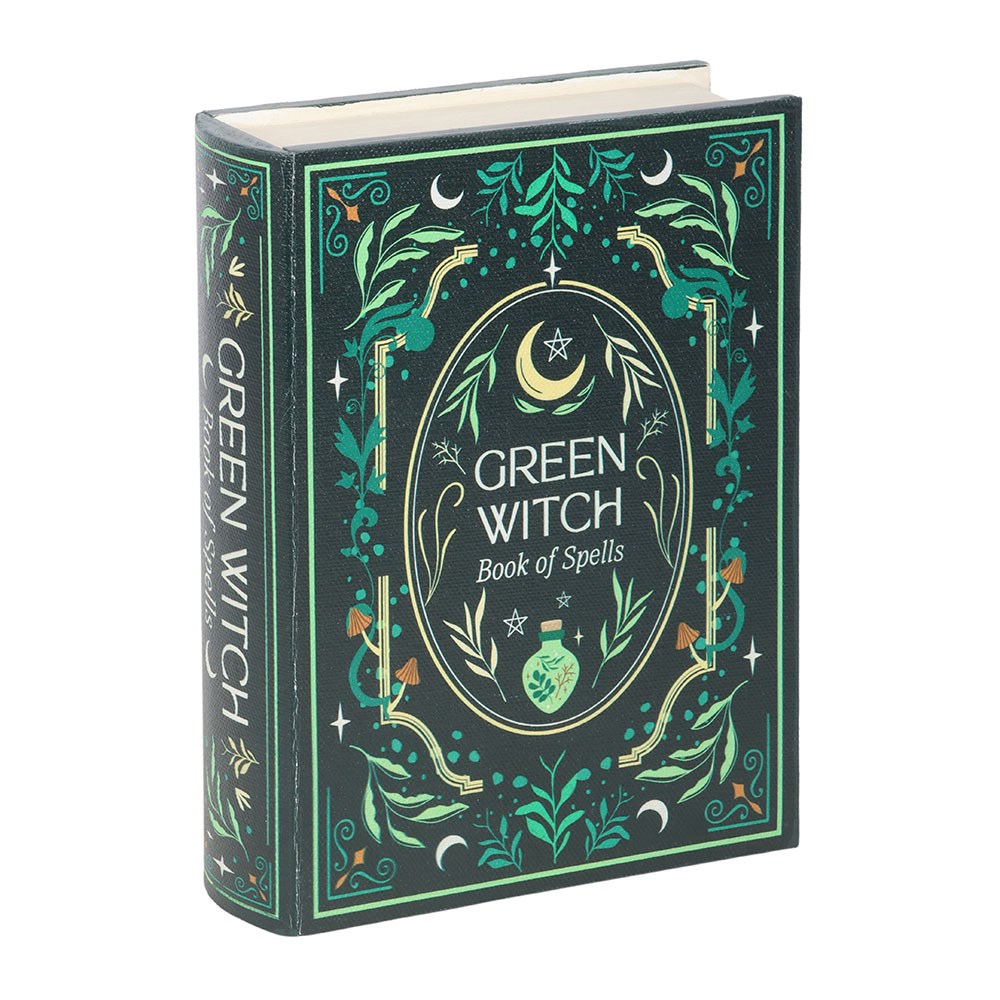 Green Witch 'Book of Spells' Storage Box – Hidden Compartment