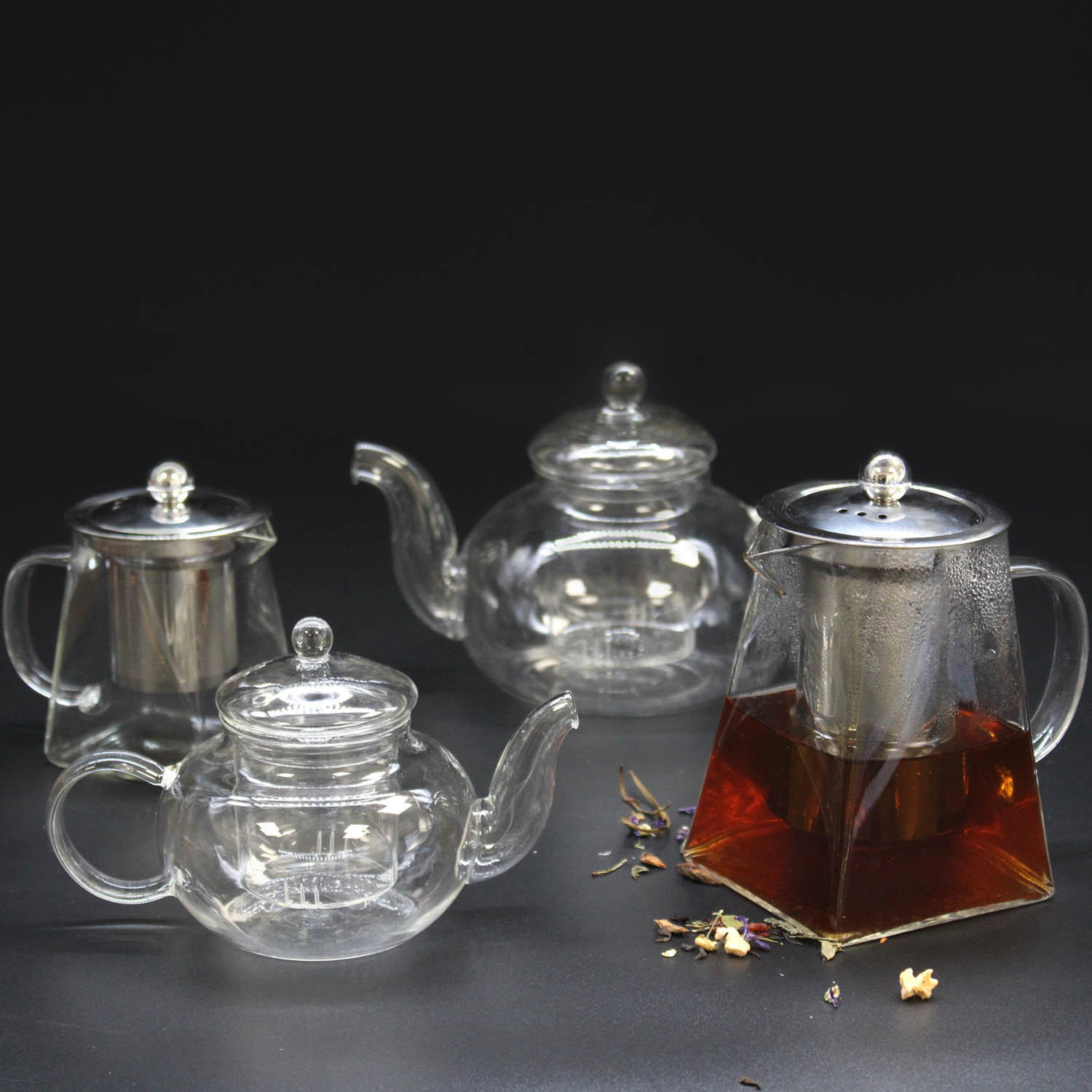 Round Pearl Glass Teapot with Infuser - 800ml3