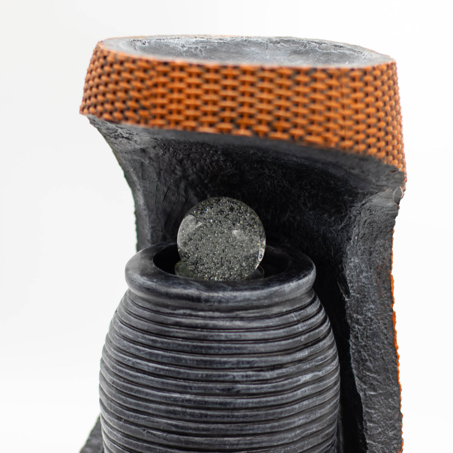 Grand Greek Urn Water Feature with Woven Effect & Colour Changing LED Crystal Ball (48cm)1