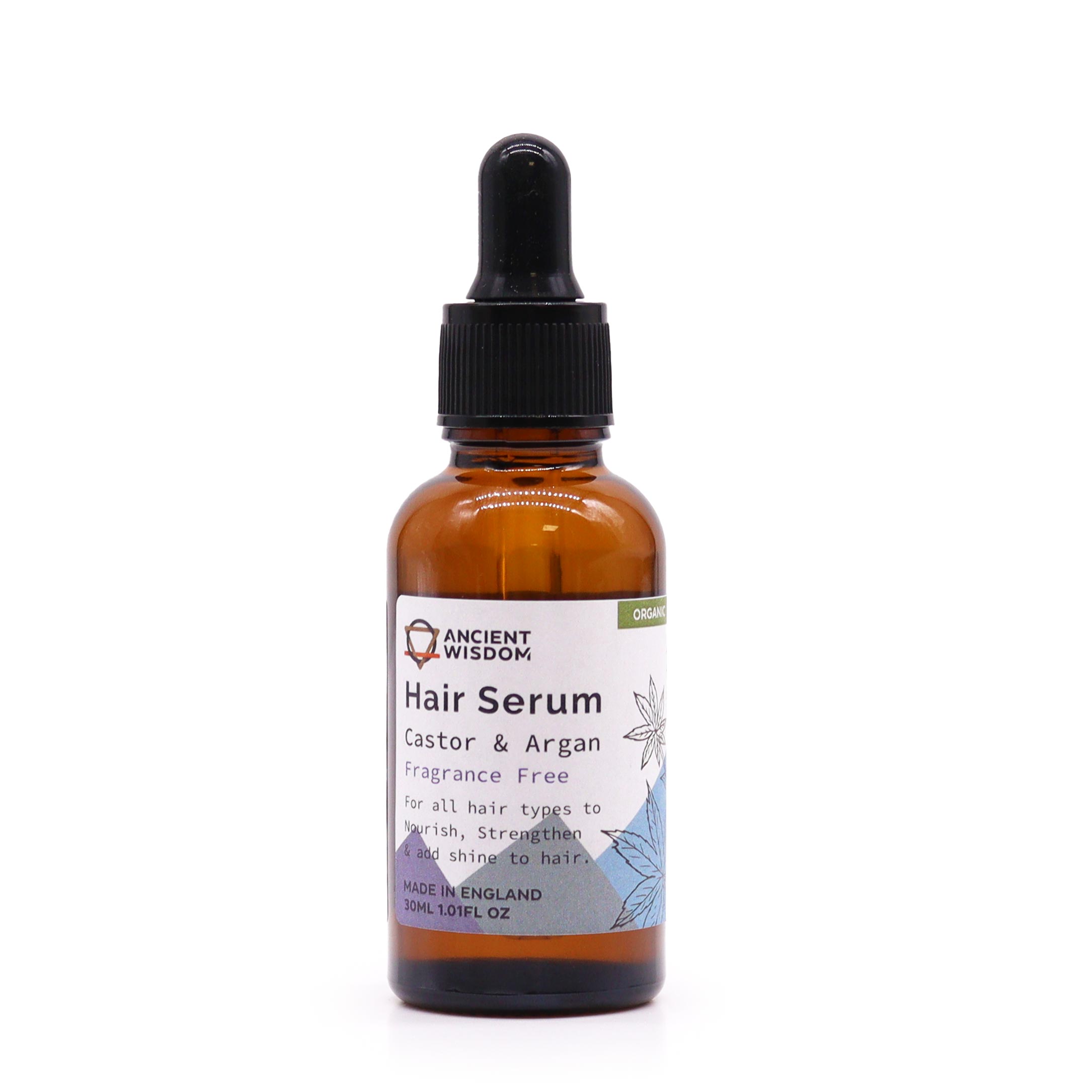 Organic Hair Serum with Castor & Argan Oil - Fragrance Free (30ml)