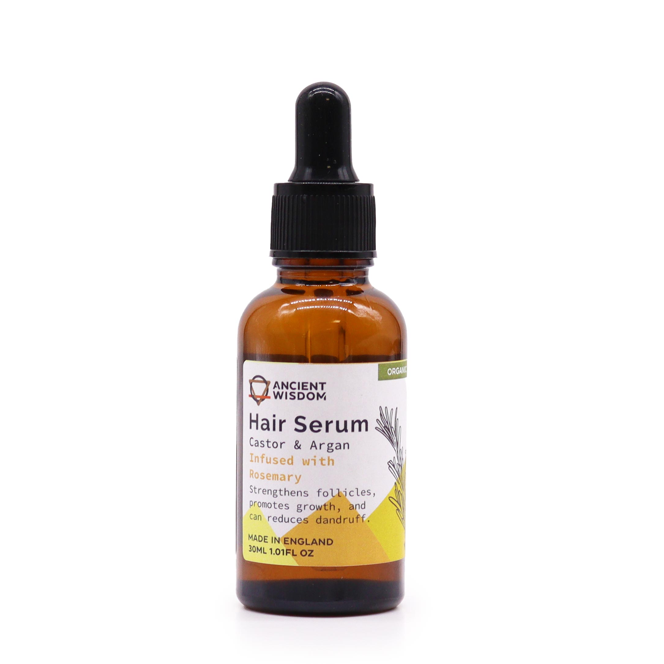 Organic Hair Serum with Castor & Argan Oil - Rosemary (30ml)