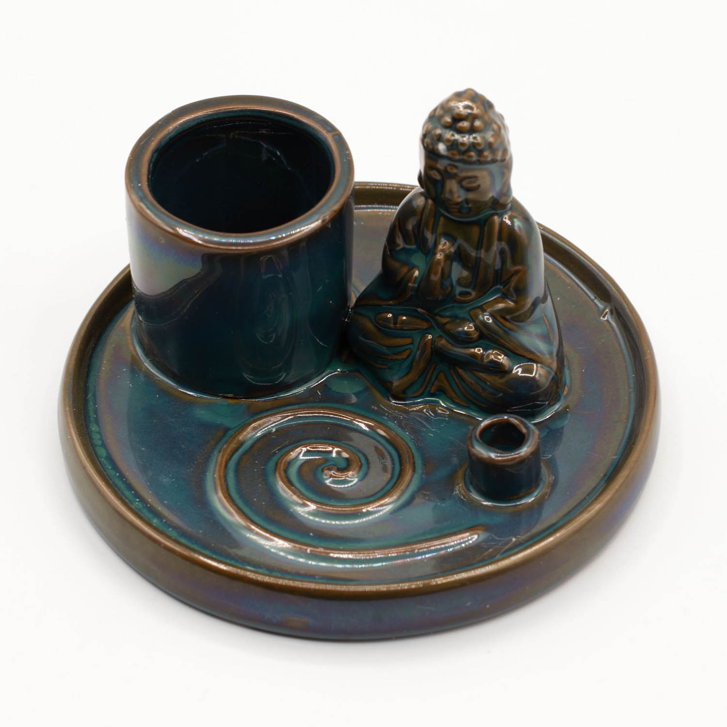 Ceramic Blue Multi-Purpose Buddha Incense Plate & Holder