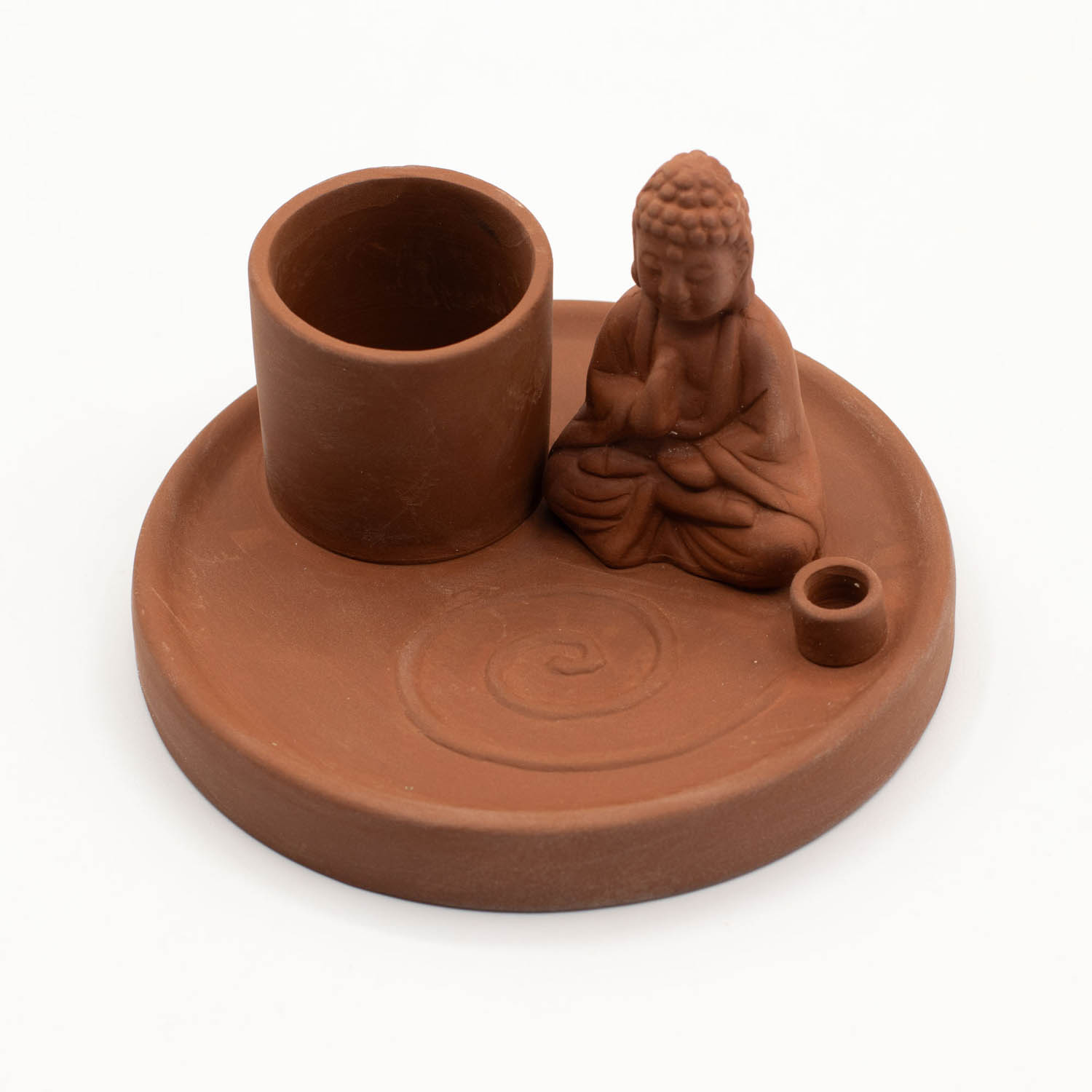 Natural Terracotta Style Multi-Purpose Buddha Incense Plate & Holder