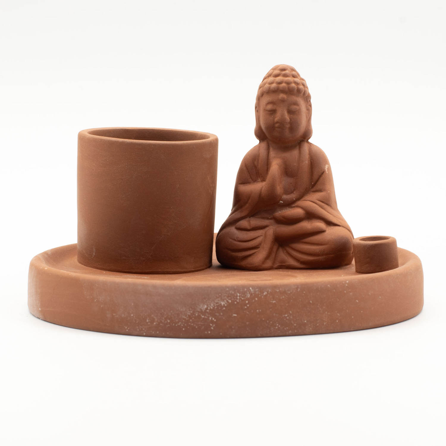 Natural Terracotta Style Multi-Purpose Buddha Incense Plate & Holder1