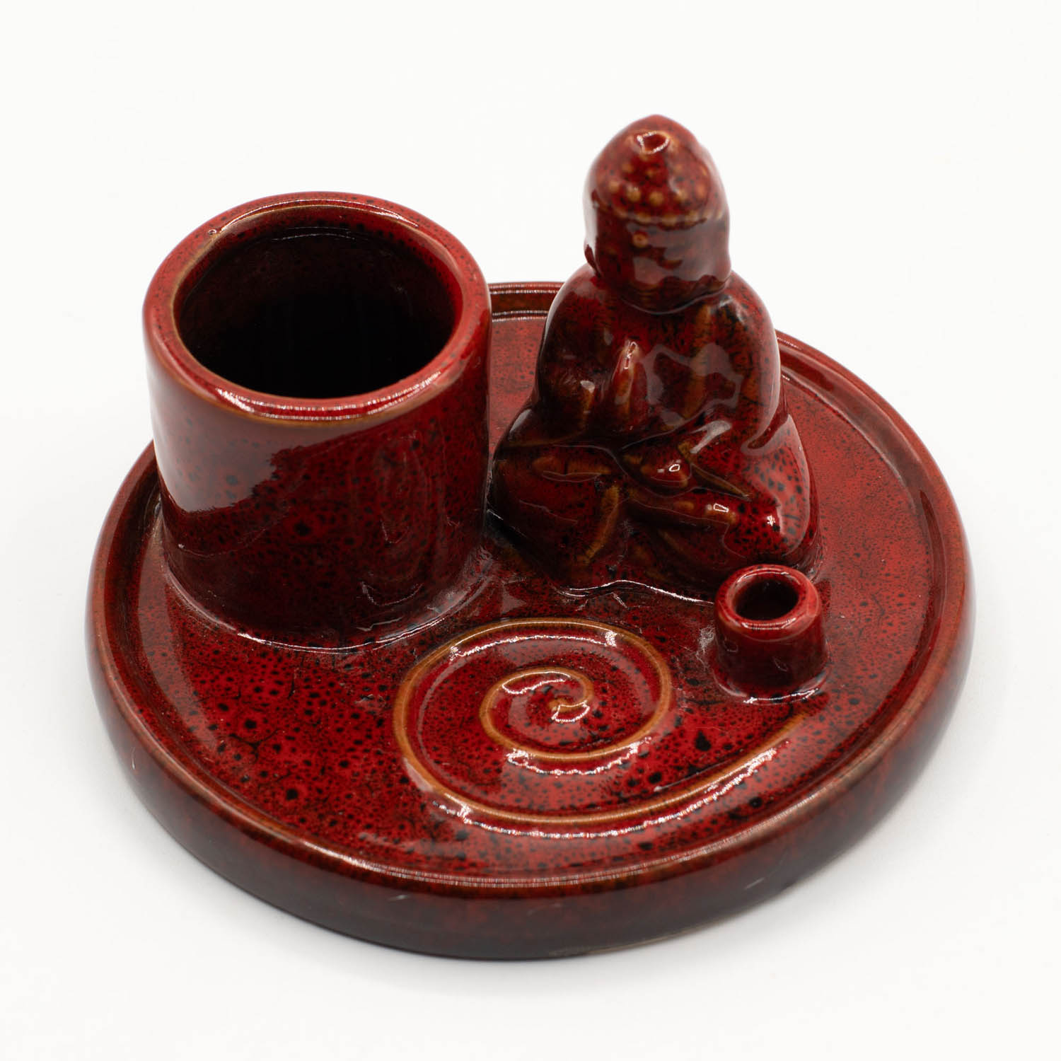 Ceramic Soft Red Multi-Purpose Buddha Incense Plate & Holder