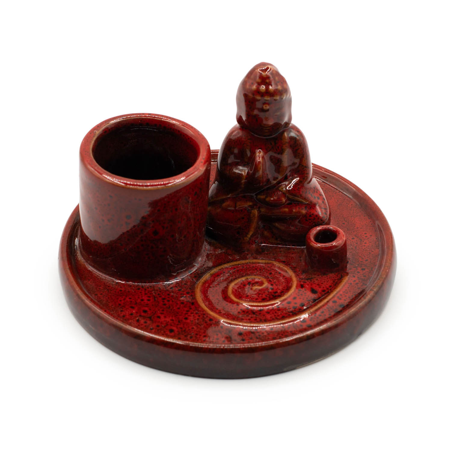 Ceramic Soft Red Multi-Purpose Buddha Incense Plate & Holder2