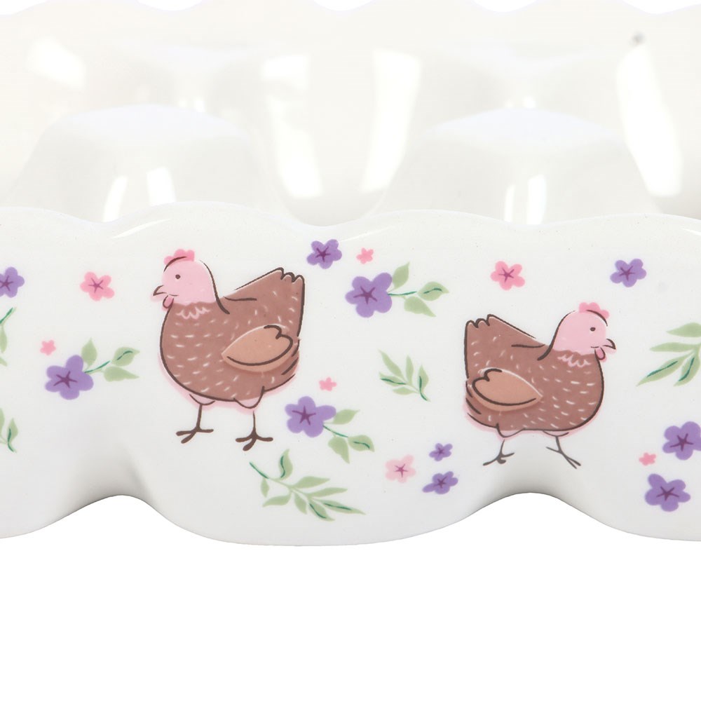 Ceramic Floral Hen 6-Egg Holder Tray2