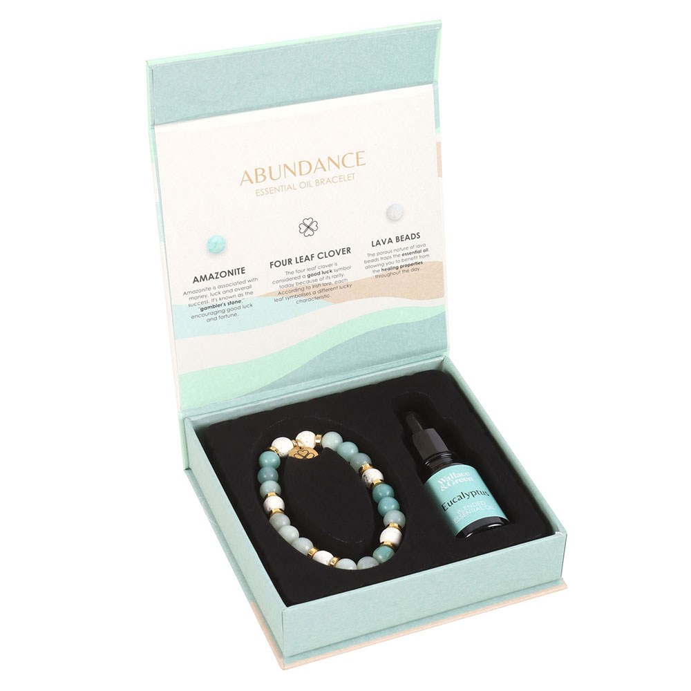 Abundance Amazonite & Lava Bead Essential Oil Bracelet Gift Set1