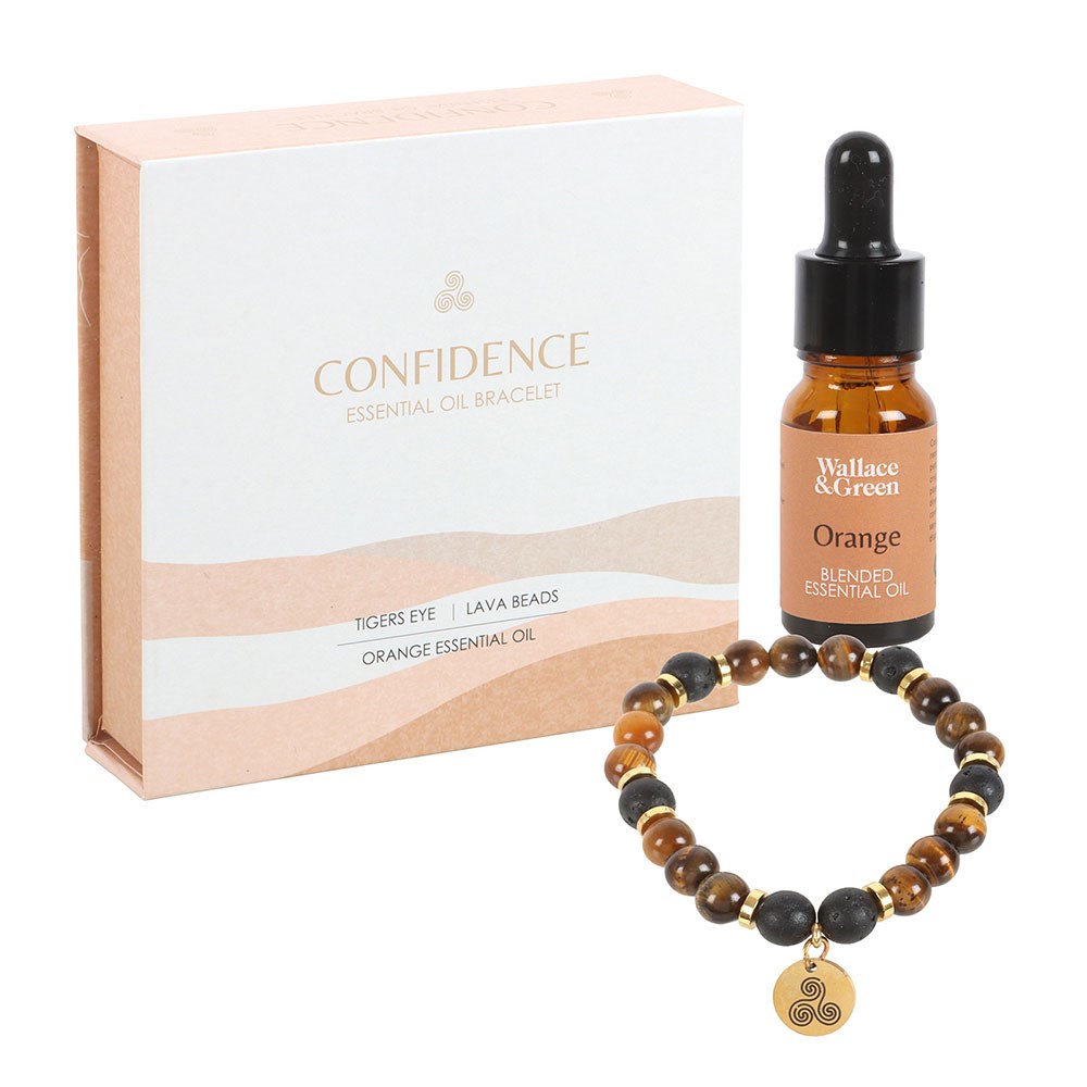 Confidence Tiger's Eye & Lava Bead Essential Oil Bracelet Gift Set