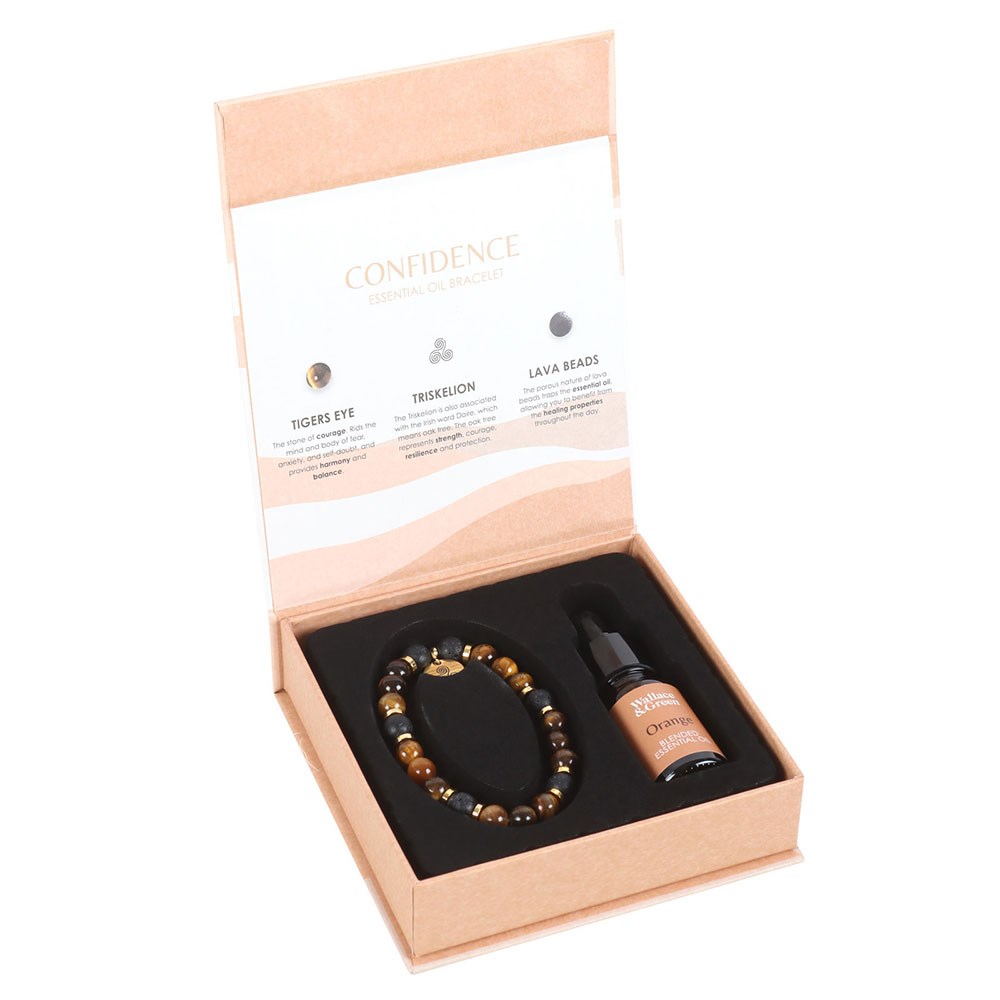 Confidence Tiger's Eye & Lava Bead Essential Oil Bracelet Gift Set1