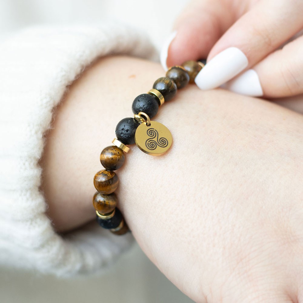 Confidence Tiger's Eye & Lava Bead Essential Oil Bracelet Gift Set2