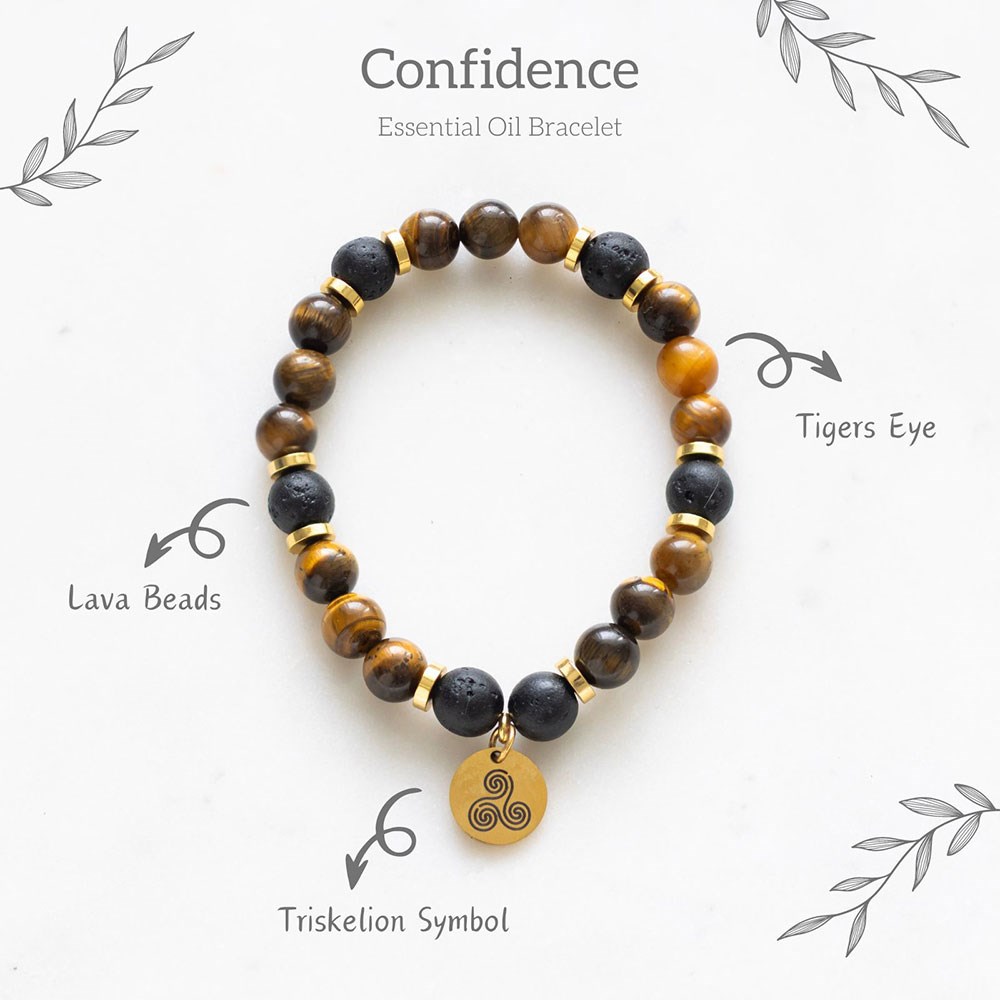 Confidence Tiger's Eye & Lava Bead Essential Oil Bracelet Gift Set3