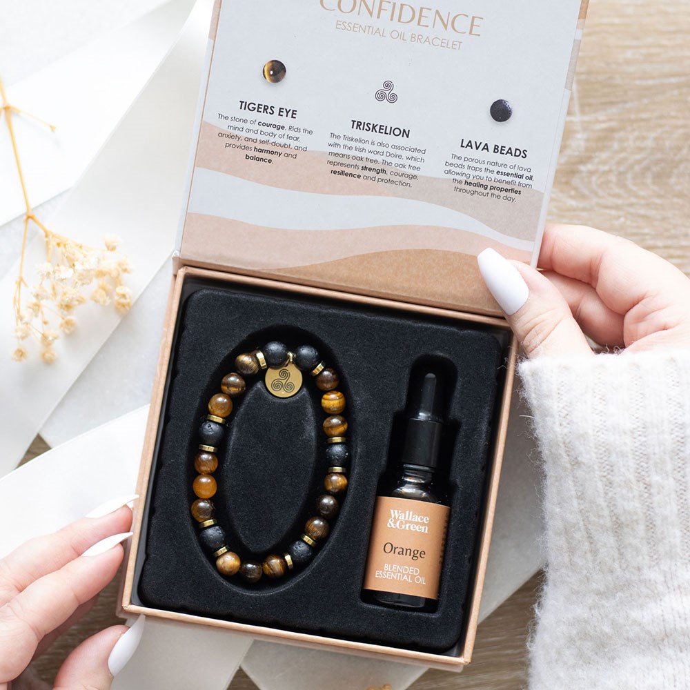 Confidence Tiger's Eye & Lava Bead Essential Oil Bracelet Gift Set4