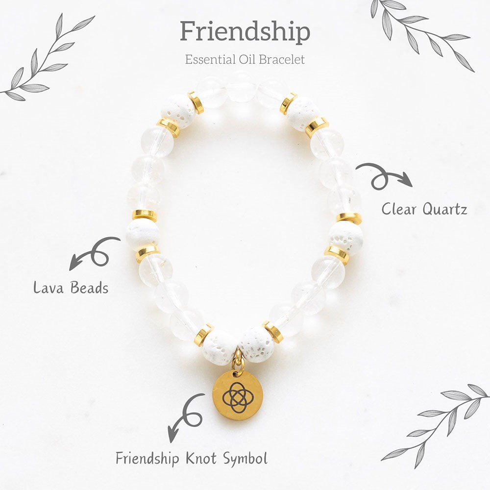 Friendship Clear Quartz & Lava Bead Essential Oil Bracelet Gift Set4