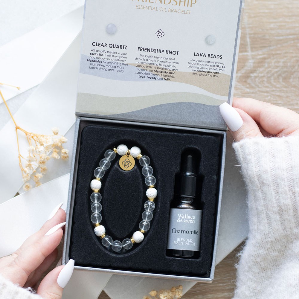 Friendship Clear Quartz & Lava Bead Essential Oil Bracelet Gift Set5