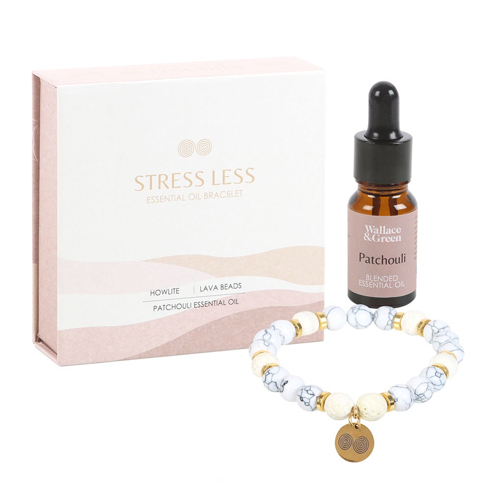 Stress Less Howlite & Lava Bead Essential Oil Bracelet Gift Set