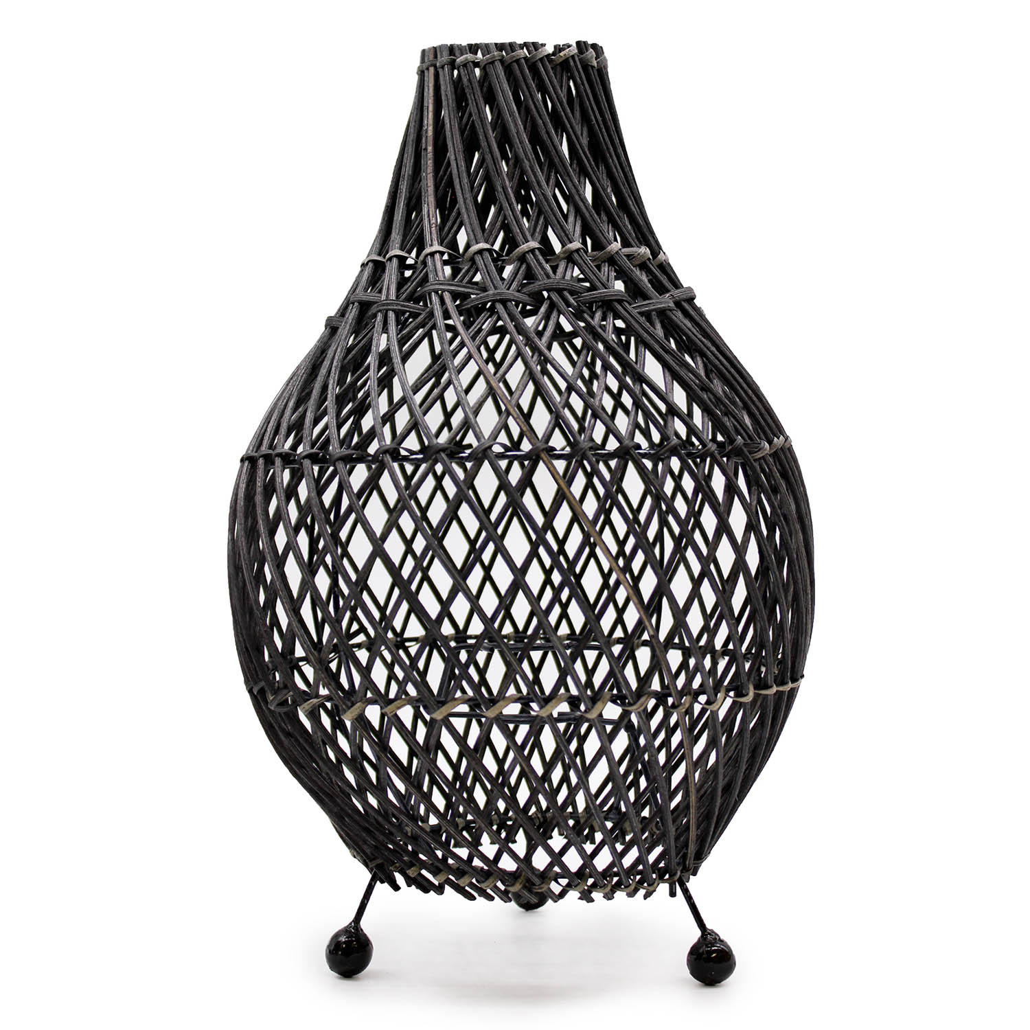 Black Rattan Teardrop Table Lamp
