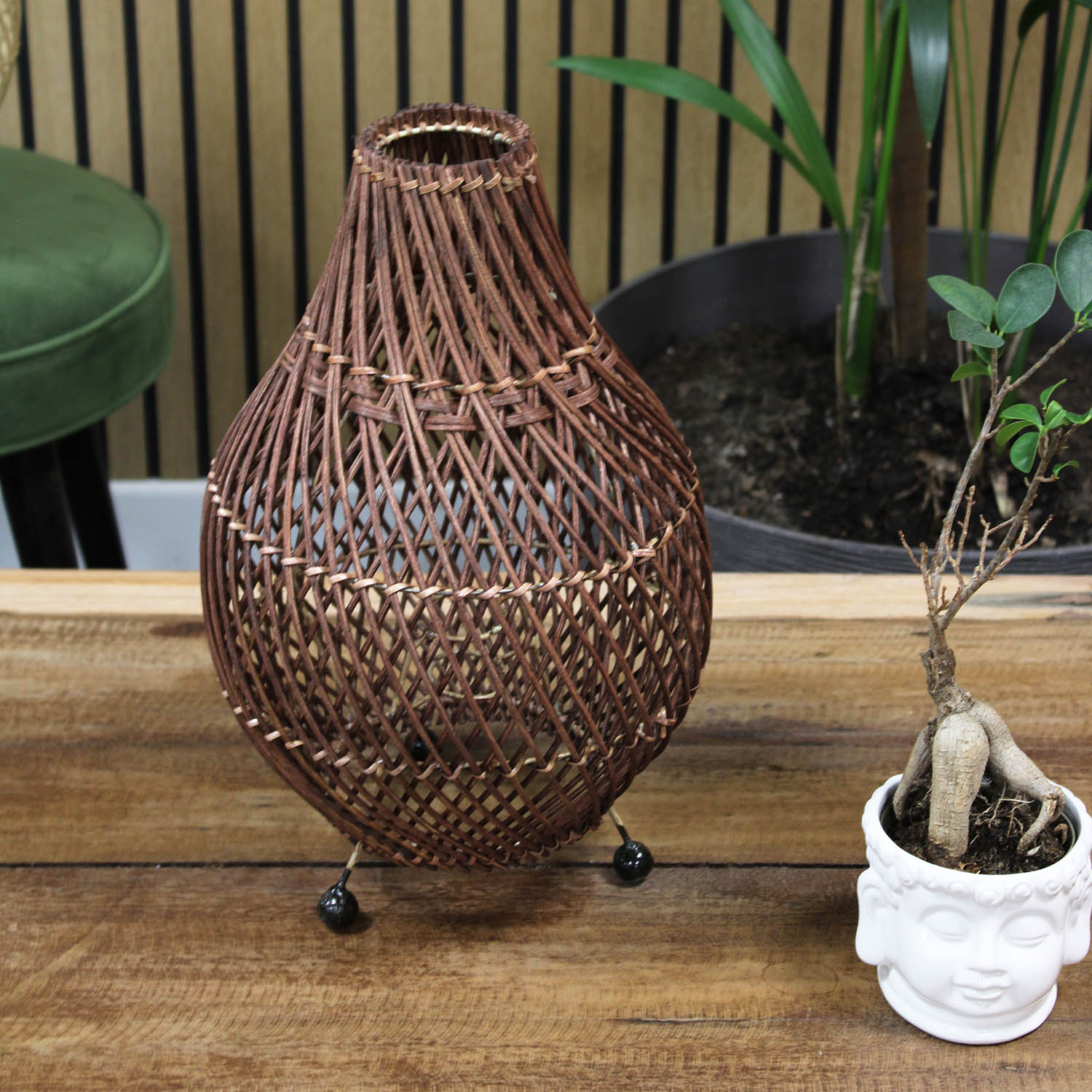 Dark Brown Rattan Teardrop Table Lamp7