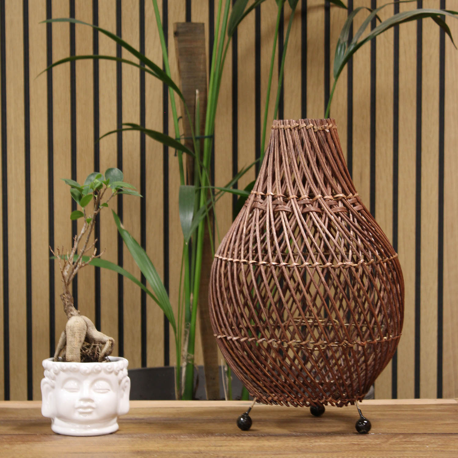 Dark Brown Rattan Teardrop Table Lamp8