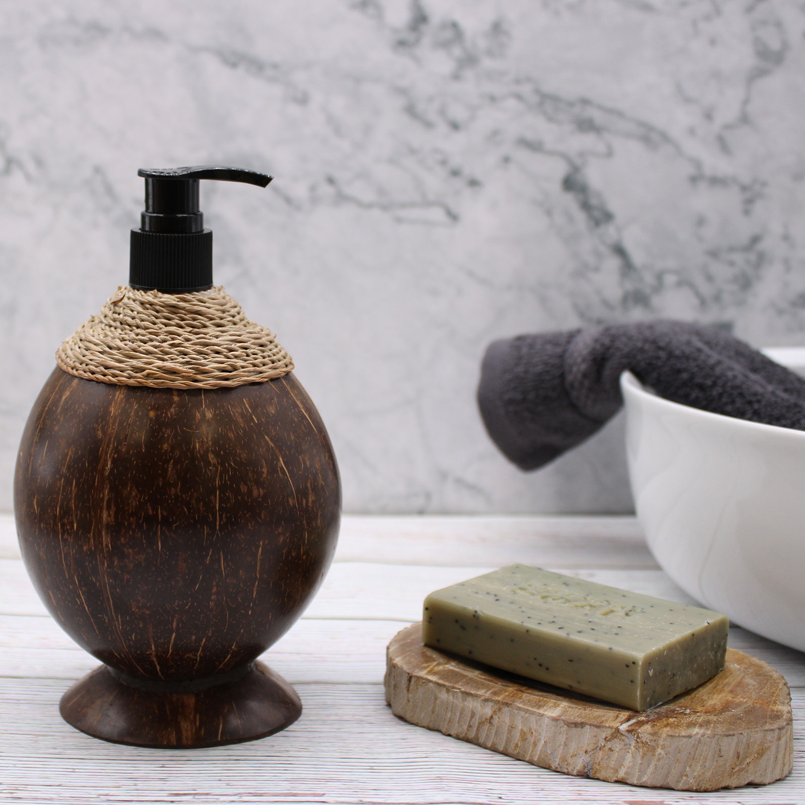 Coconut Shell Soap Dispenser - Natural & Eco-Friendly (150ml)4