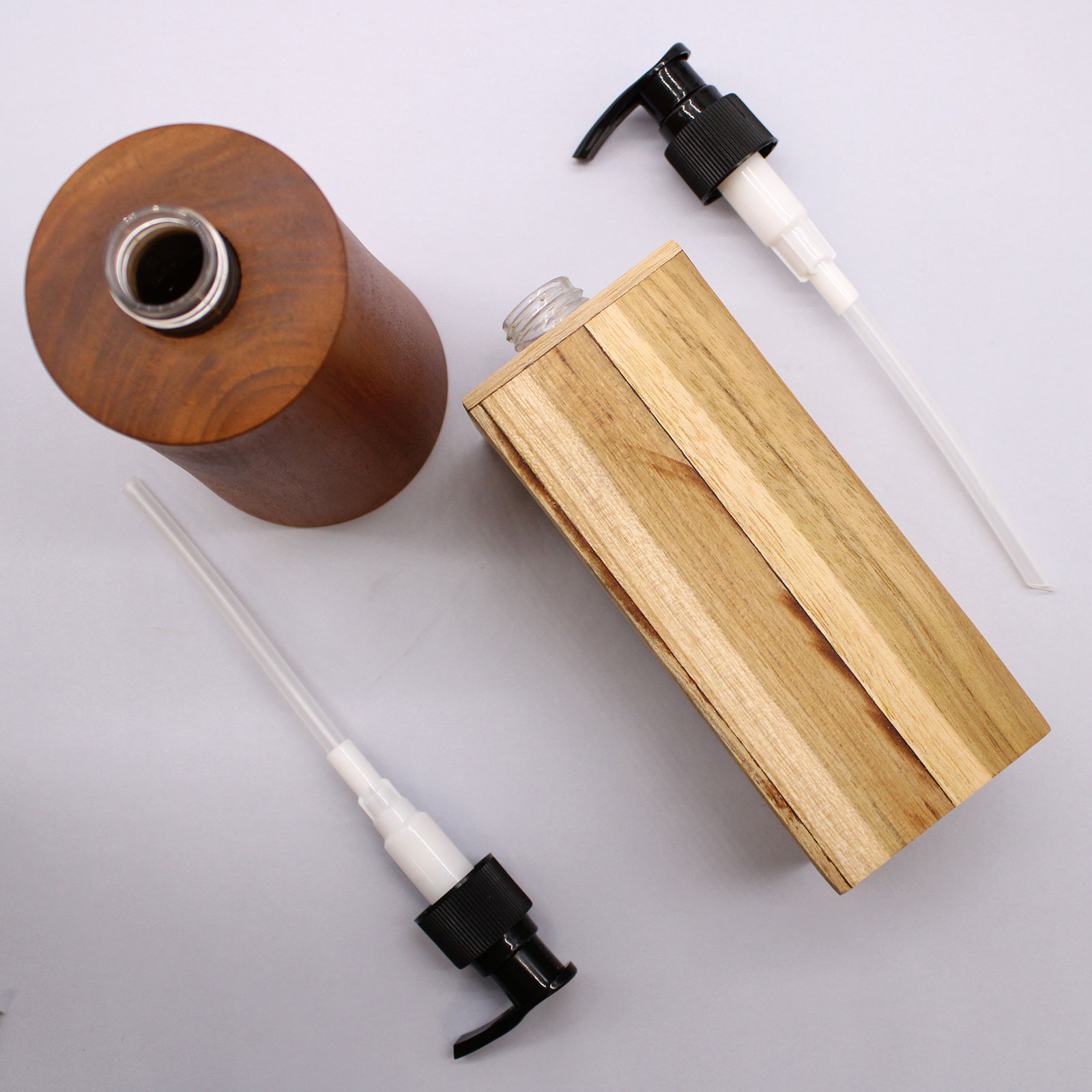 Square Teakwood Soap Dispenser - Handmade & Water Resistant (250ml)9