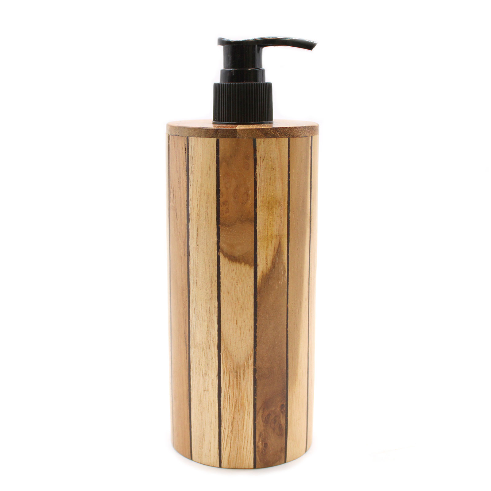 Round Teakwood Soap Dispenser - Handmade & Water Resistant (250ml)3