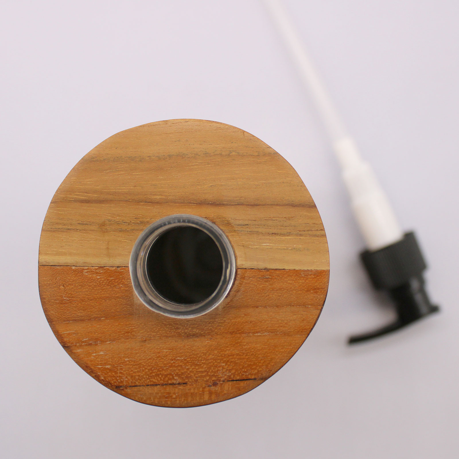 Round Teakwood Soap Dispenser - Handmade & Water Resistant (250ml)4