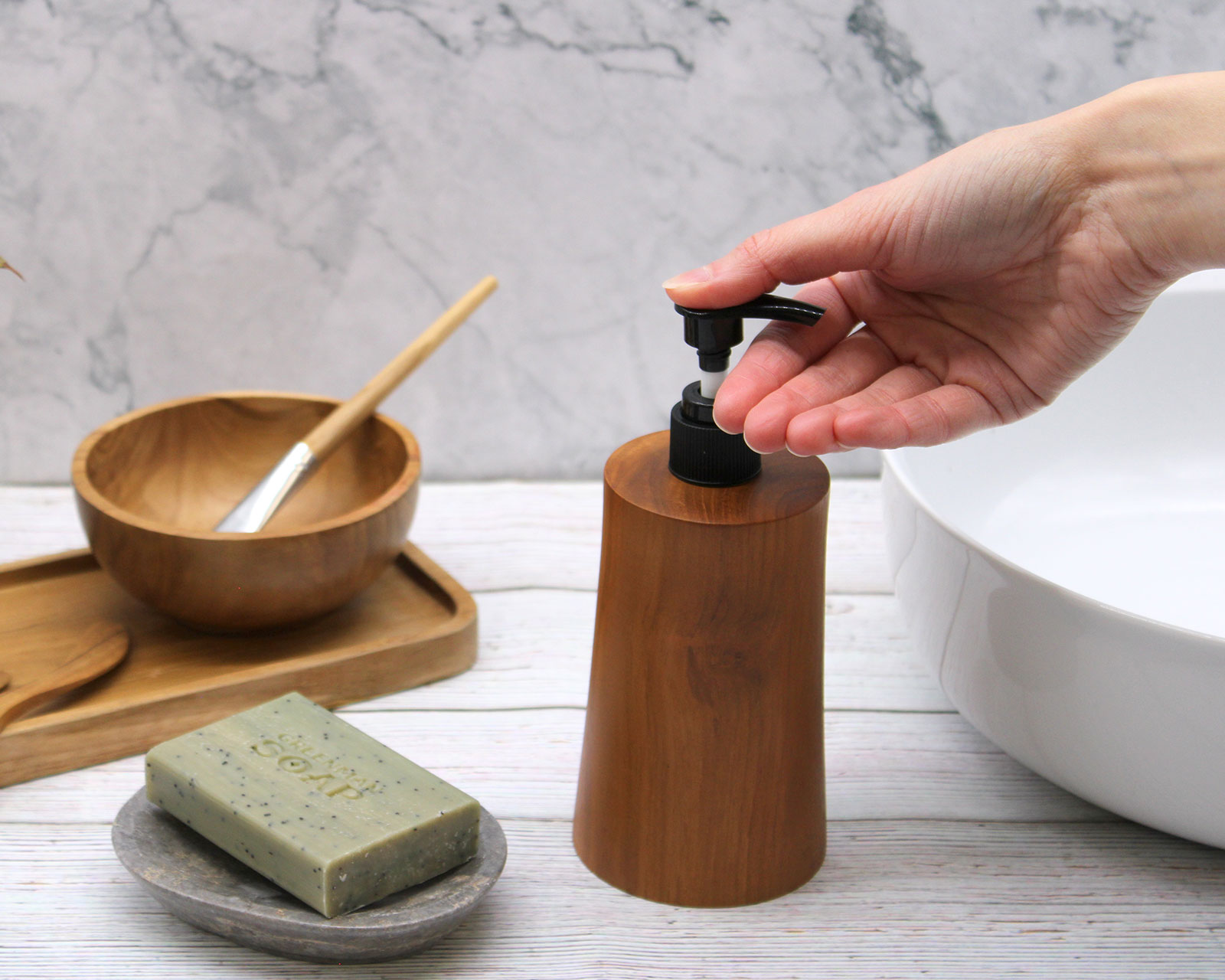 Tapered Teakwood Soap Dispenser - Handmade & Sustainable (200ml)10