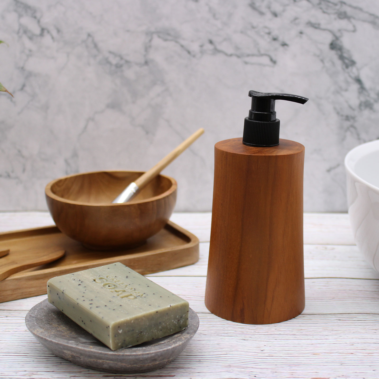 Tapered Teakwood Soap Dispenser - Handmade & Sustainable (200ml)8