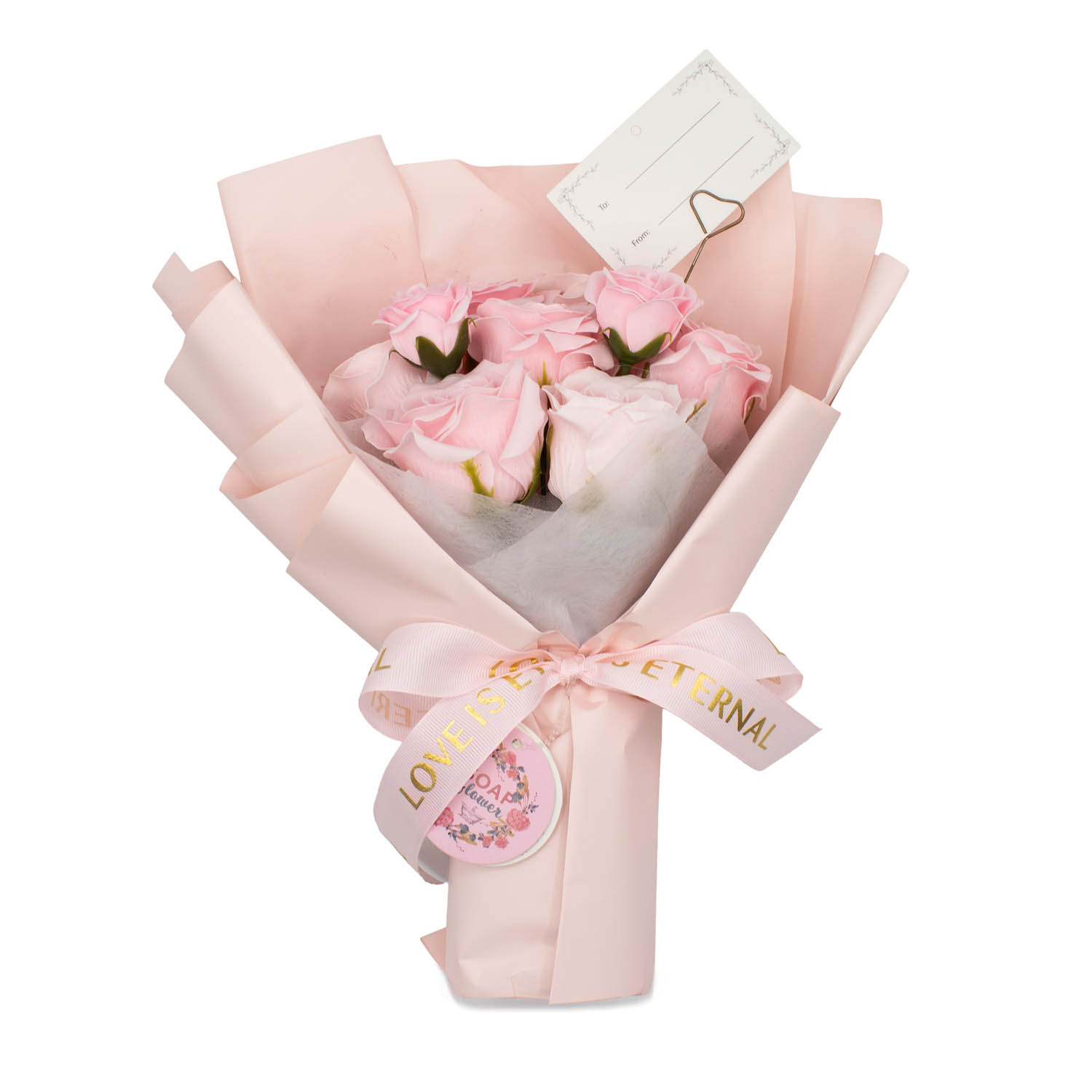 Large Pink Soap Roses Bouquet - Love is Eternal Gift Set