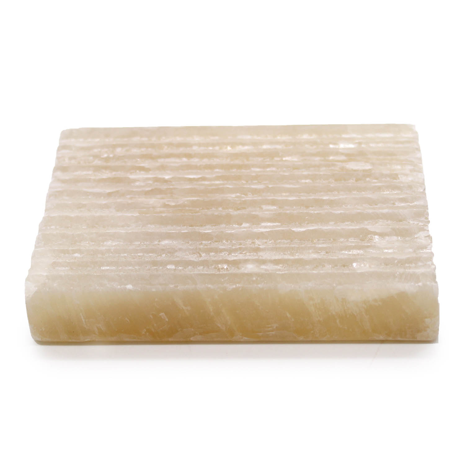 Solid Honey Onyx Square Soap Dish with Drainage Grooves