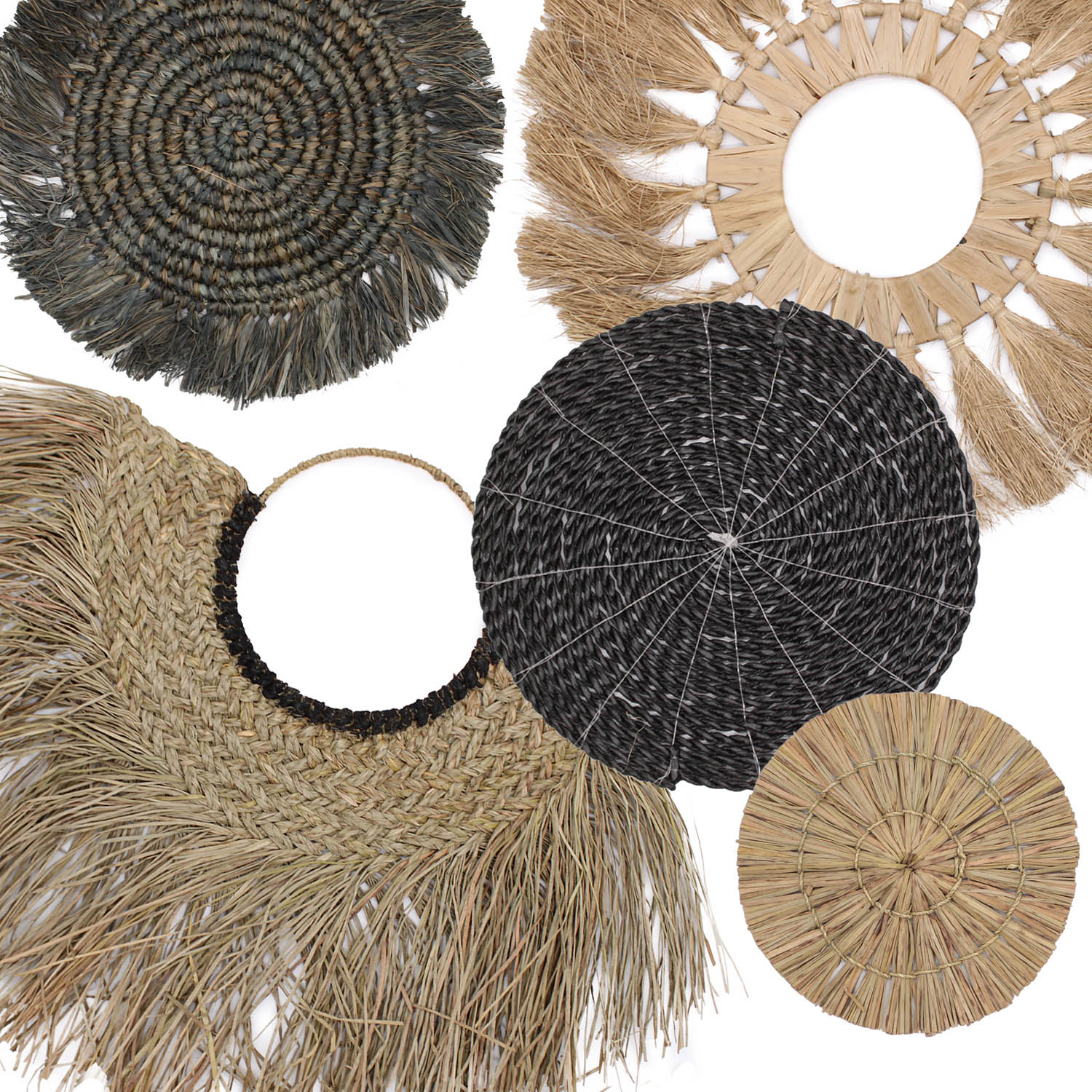 Set of 6 Natural Seagrass Wall Art – Bintang Collection