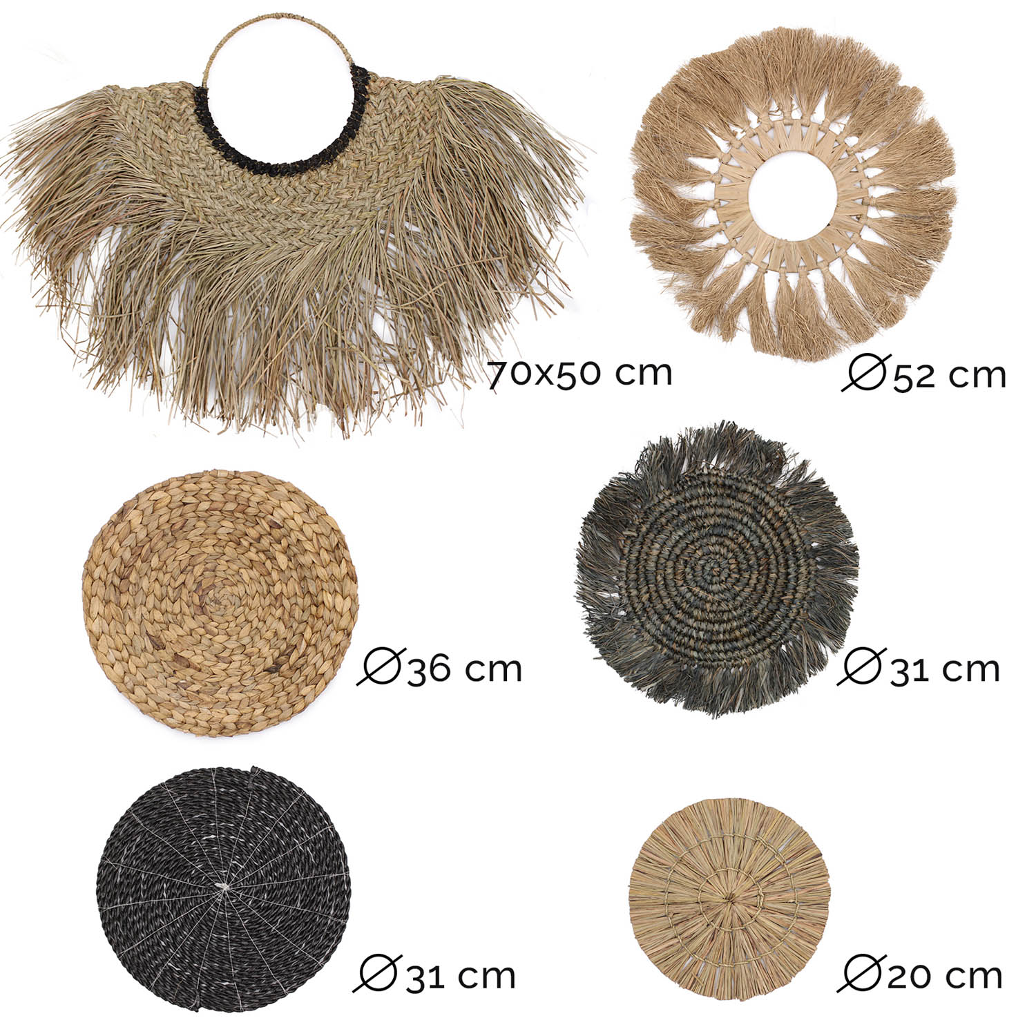 Set of 6 Natural Seagrass Wall Art – Bintang Collection7