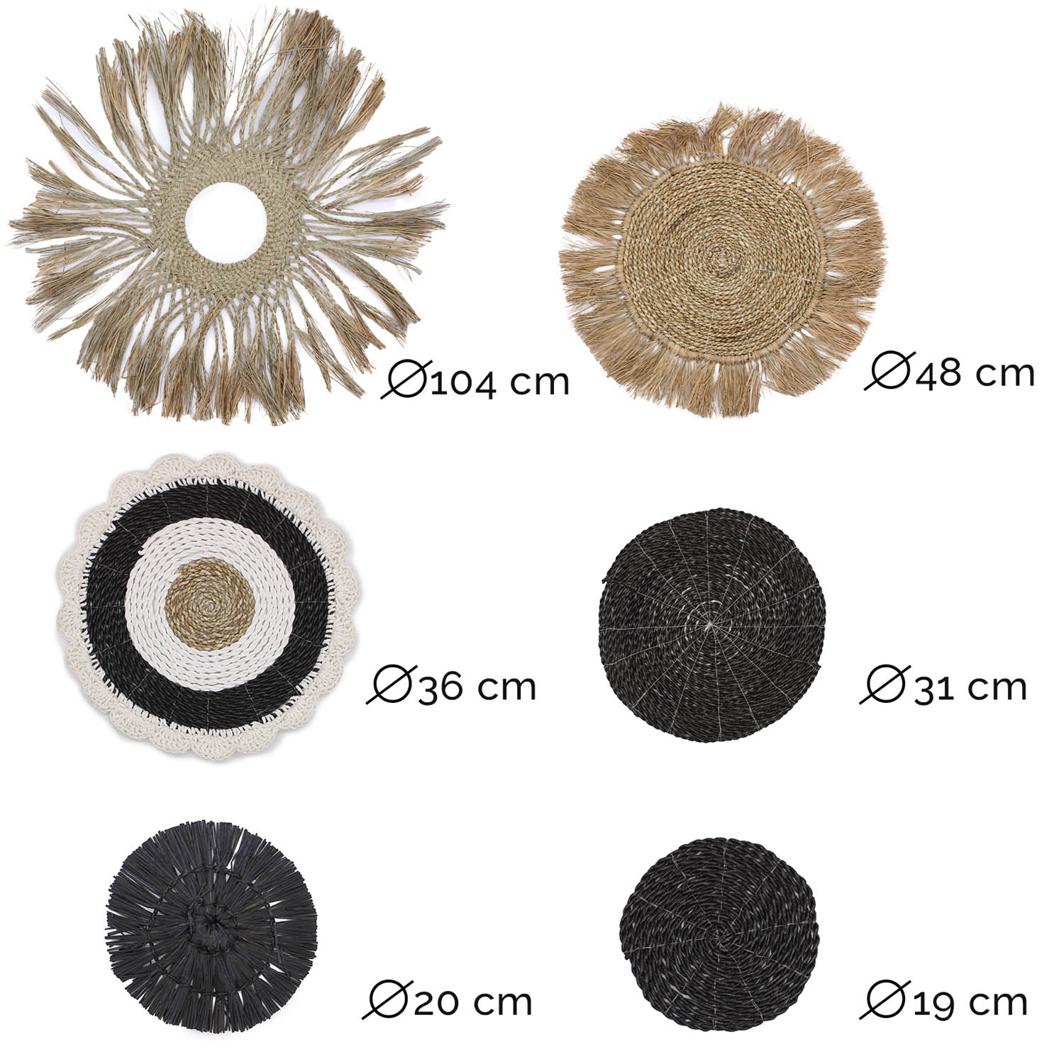 Set of 6 Natural Seagrass Wall Art – Abu-Abu Collection7