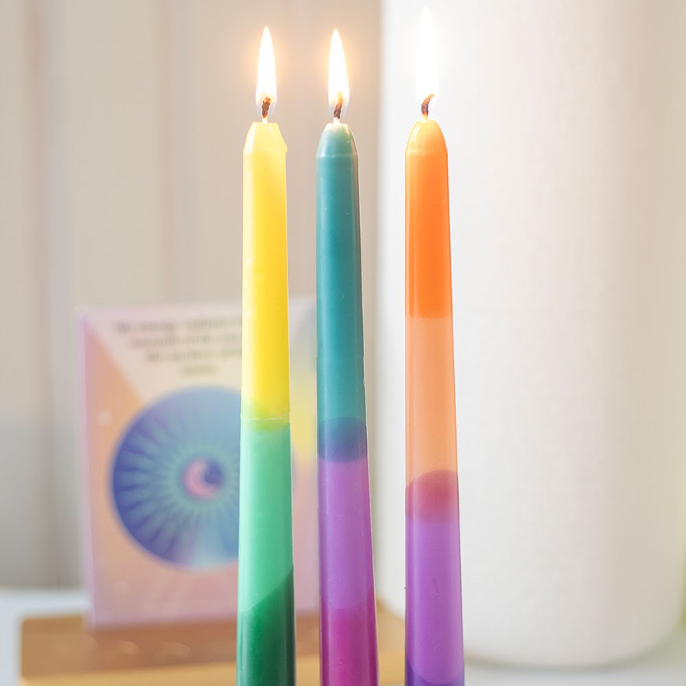 Set of 3 Aura Energy Hand-Dipped Taper Candles