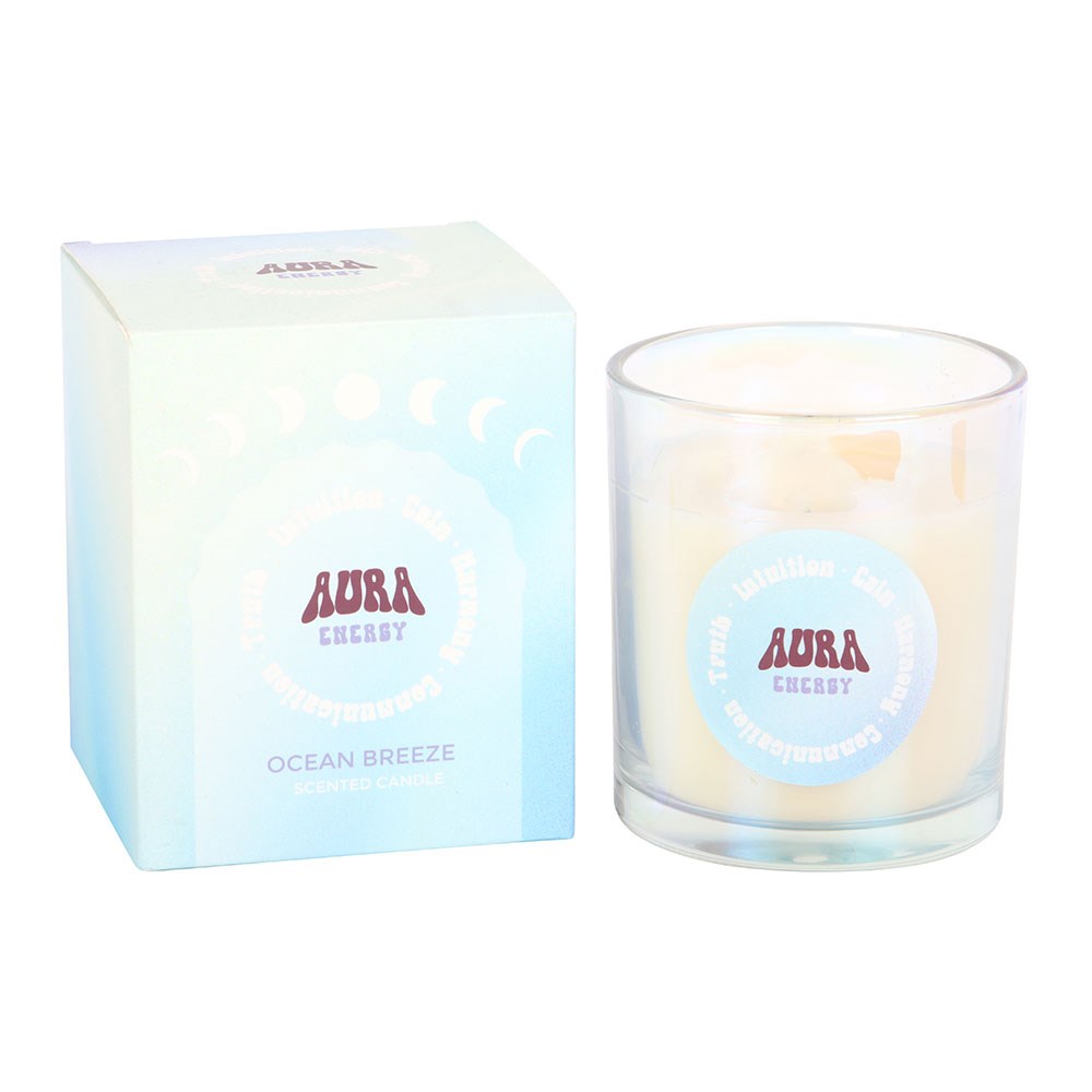 Aura Energy - Ocean Breeze Scented Candle in Iridescent Glass