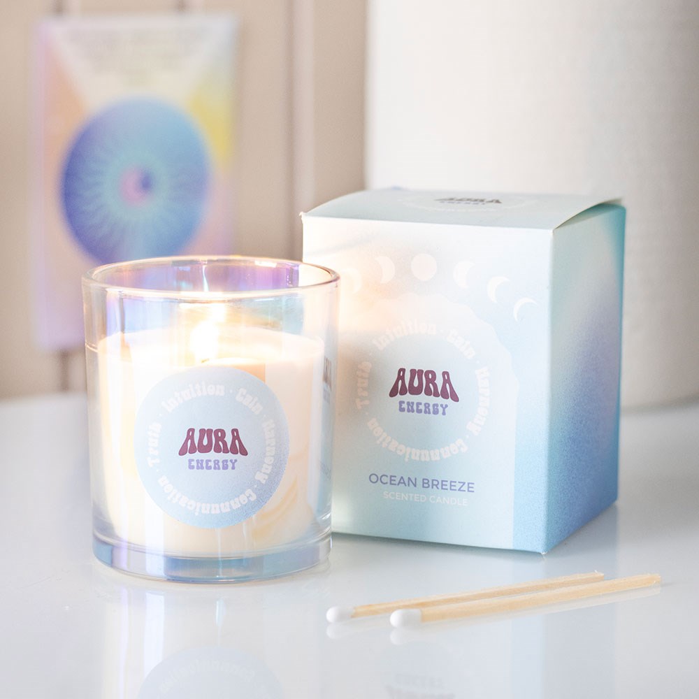 Aura Energy - Ocean Breeze Scented Candle in Iridescent Glass3