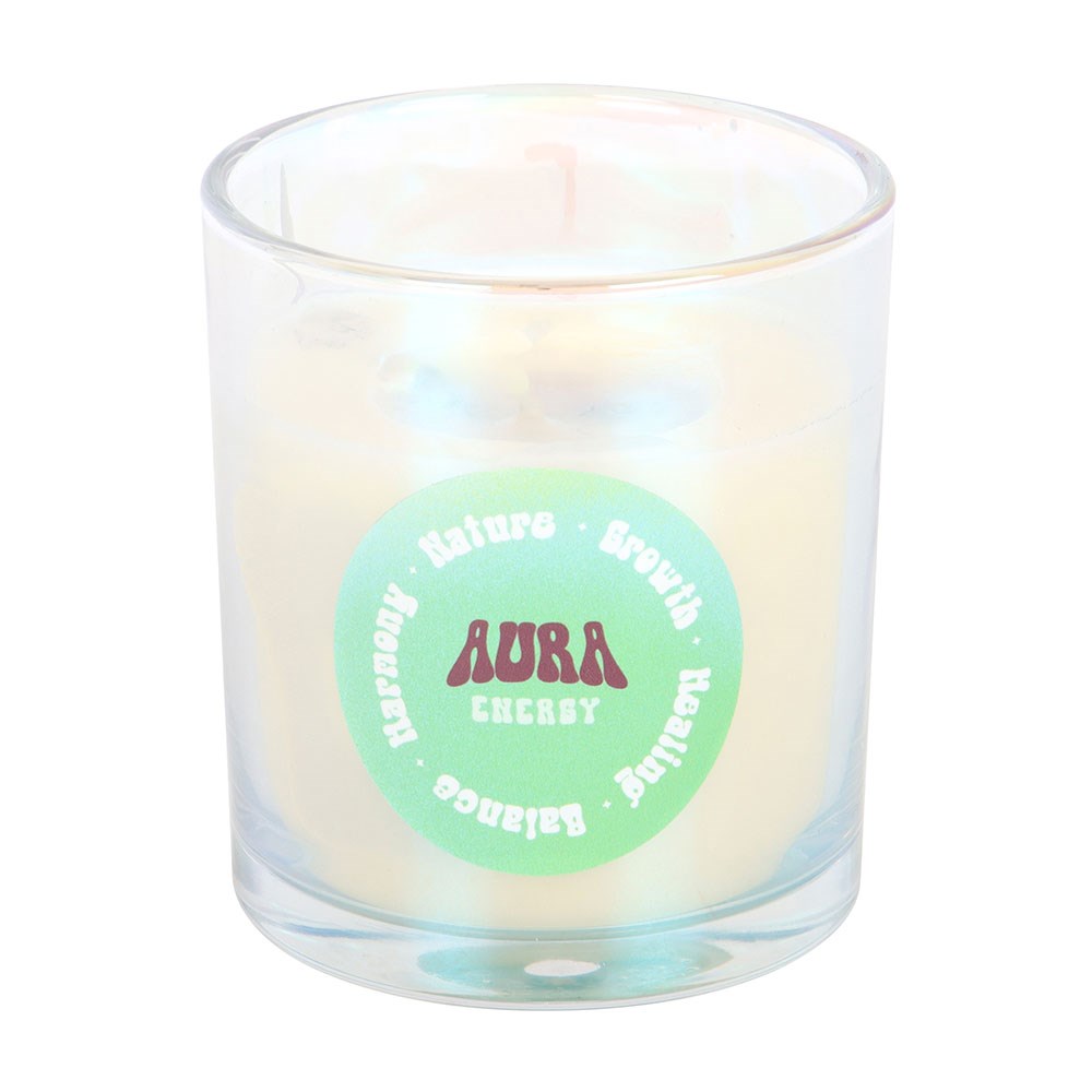 Aura Energy - Lotus Mint Tea Scented Candle in Iridescent Glass1