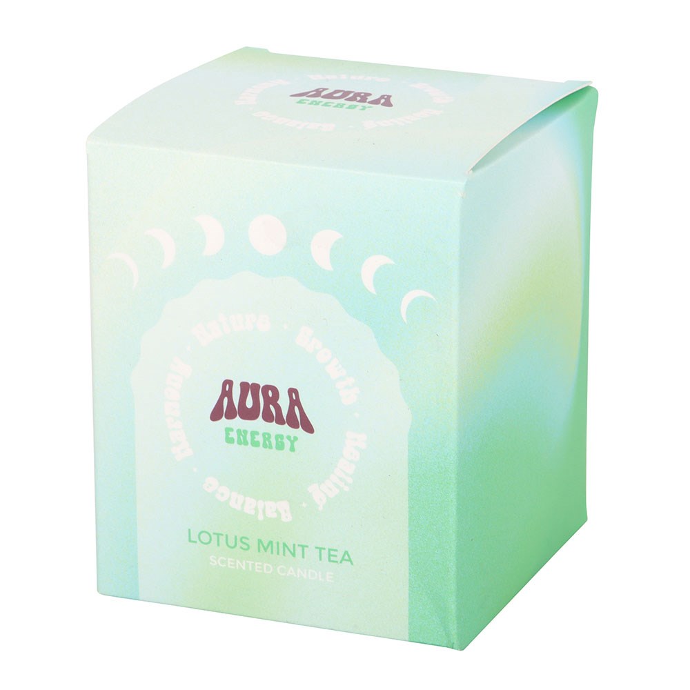 Aura Energy - Lotus Mint Tea Scented Candle in Iridescent Glass2