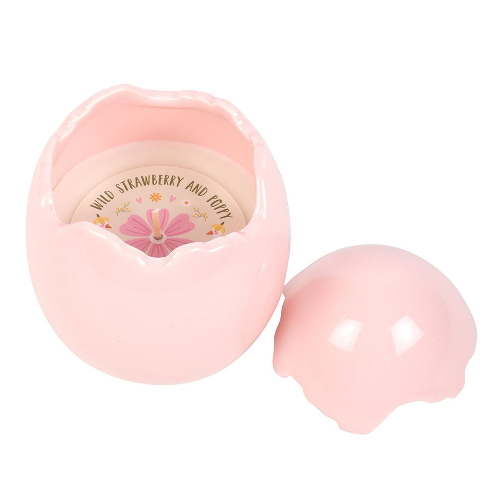 Wild Strawberry & Poppy Scented Ceramic Egg Candle1