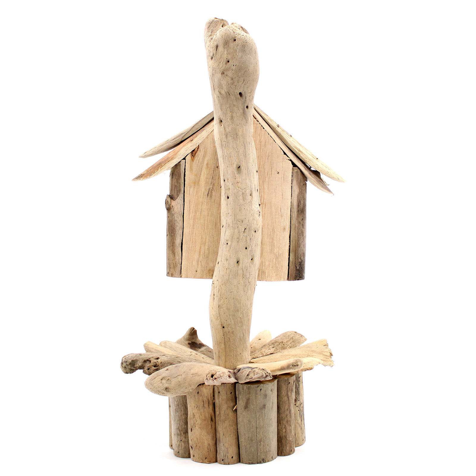 Handmade Driftwood Birdbox on Stand - Eco-Friendly Garden Ornament1