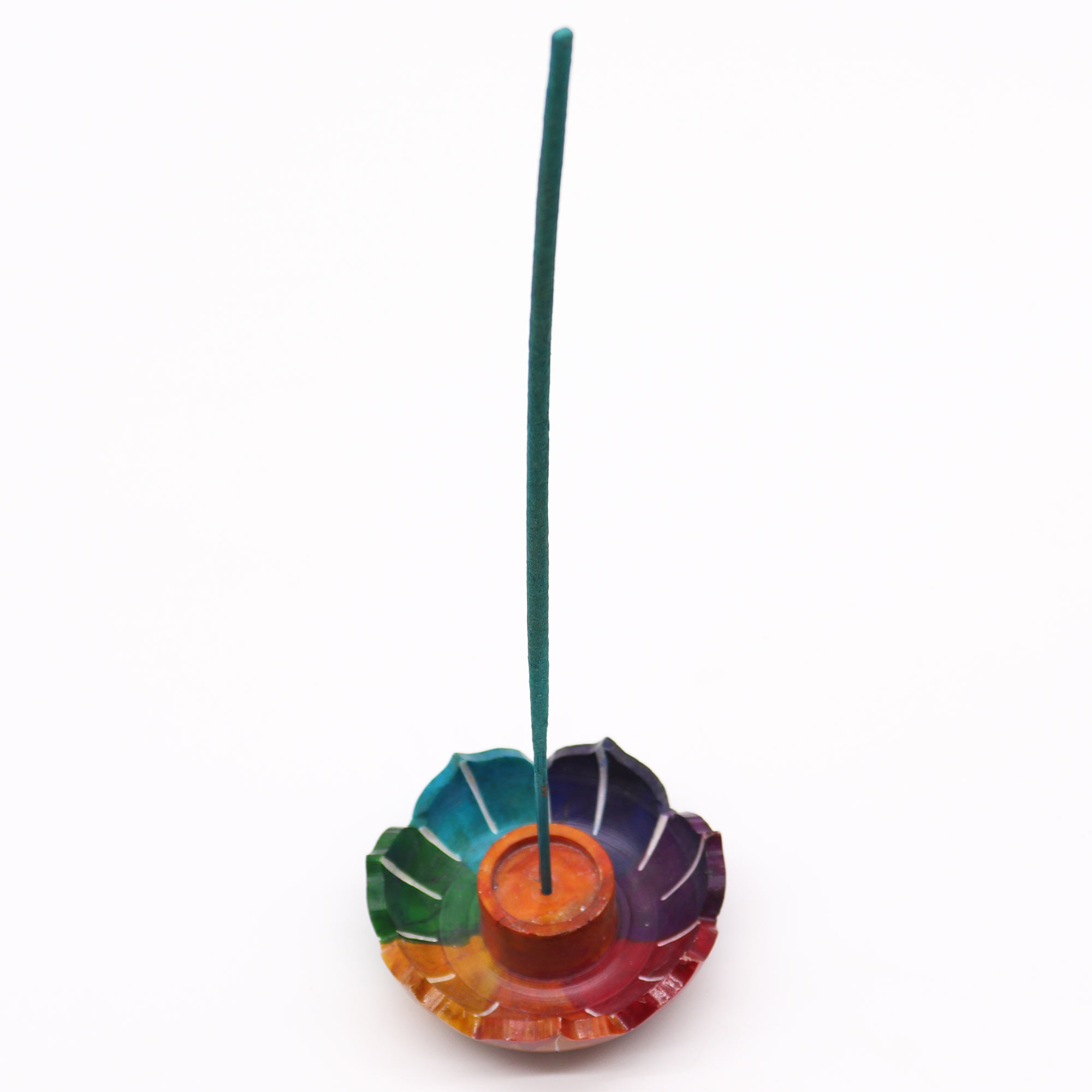 Soapstone Small Lotus Flower Incense Holder - Chakra Colours1