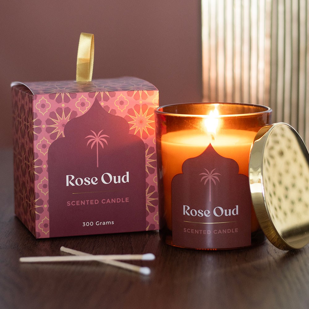 Arabian Nights Rose Oud Scented Candle (300g)3