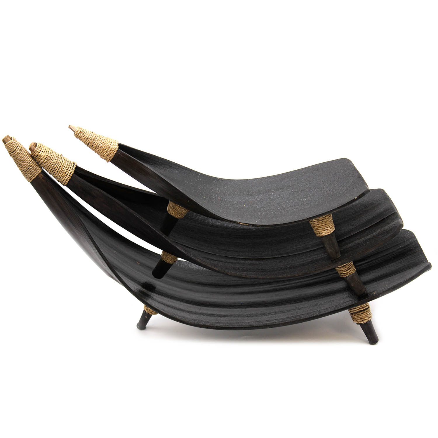 Chocolate Coconut Leaf Fruit Bowl Set – Handmade in Bali (Set of 3)2