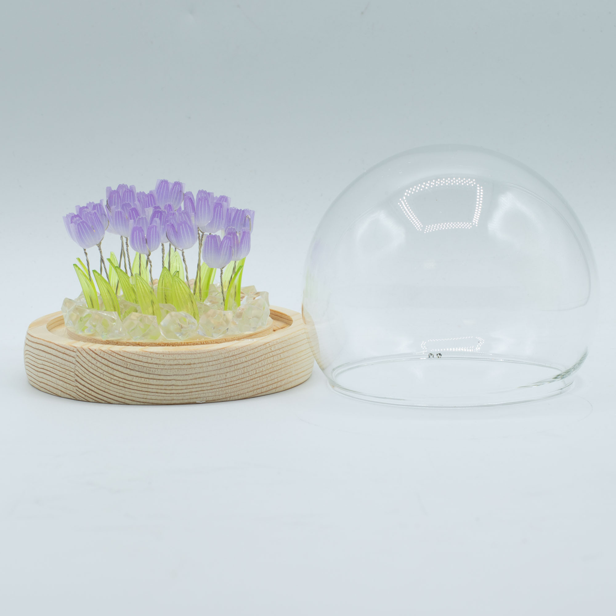 Floral Glow Garden Dome - 20 Purple LED Tulips - USB Powered Glass Night Light1