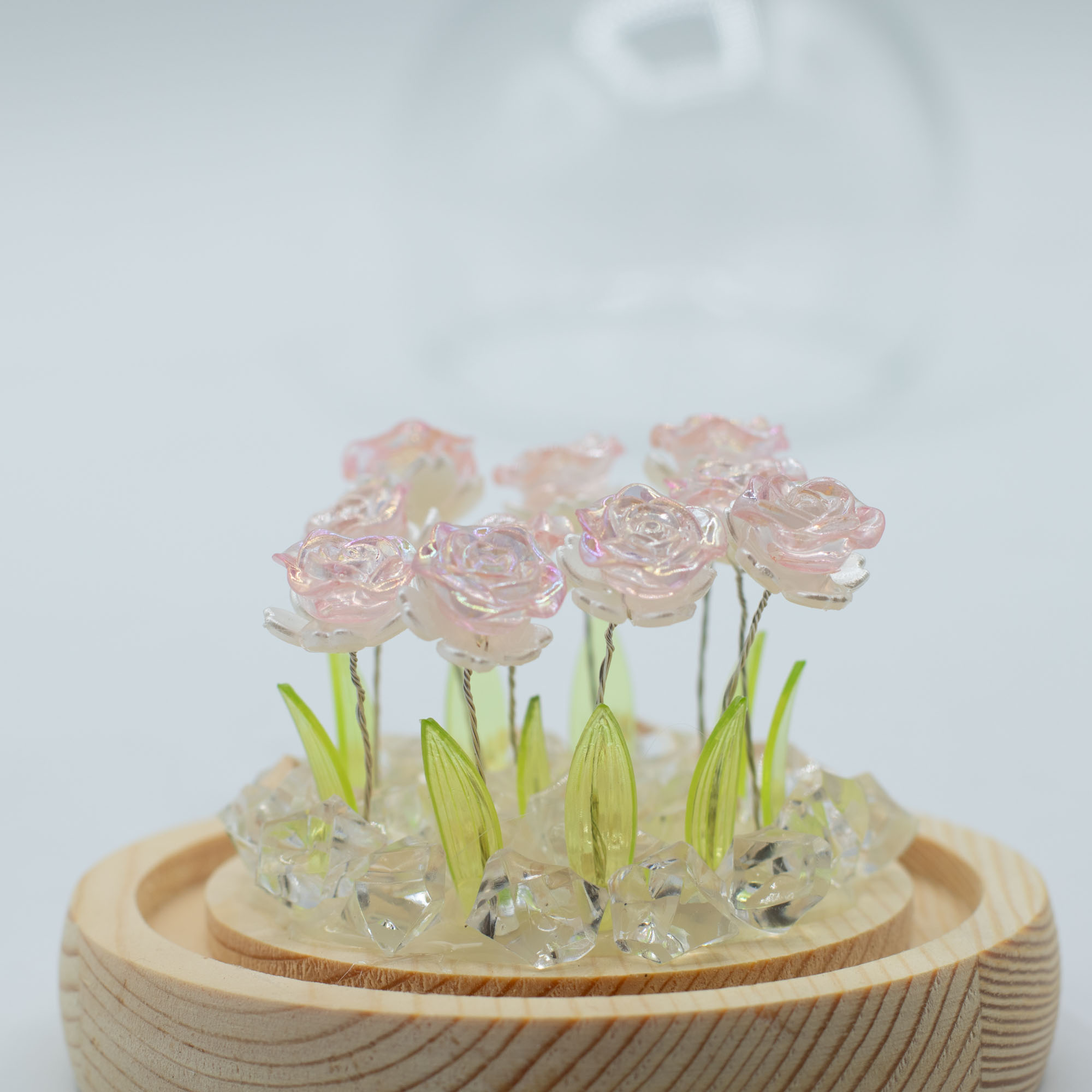 Floral Glow Garden Dome - 10 Pink LED Roses - USB Powered Glass Night Light2