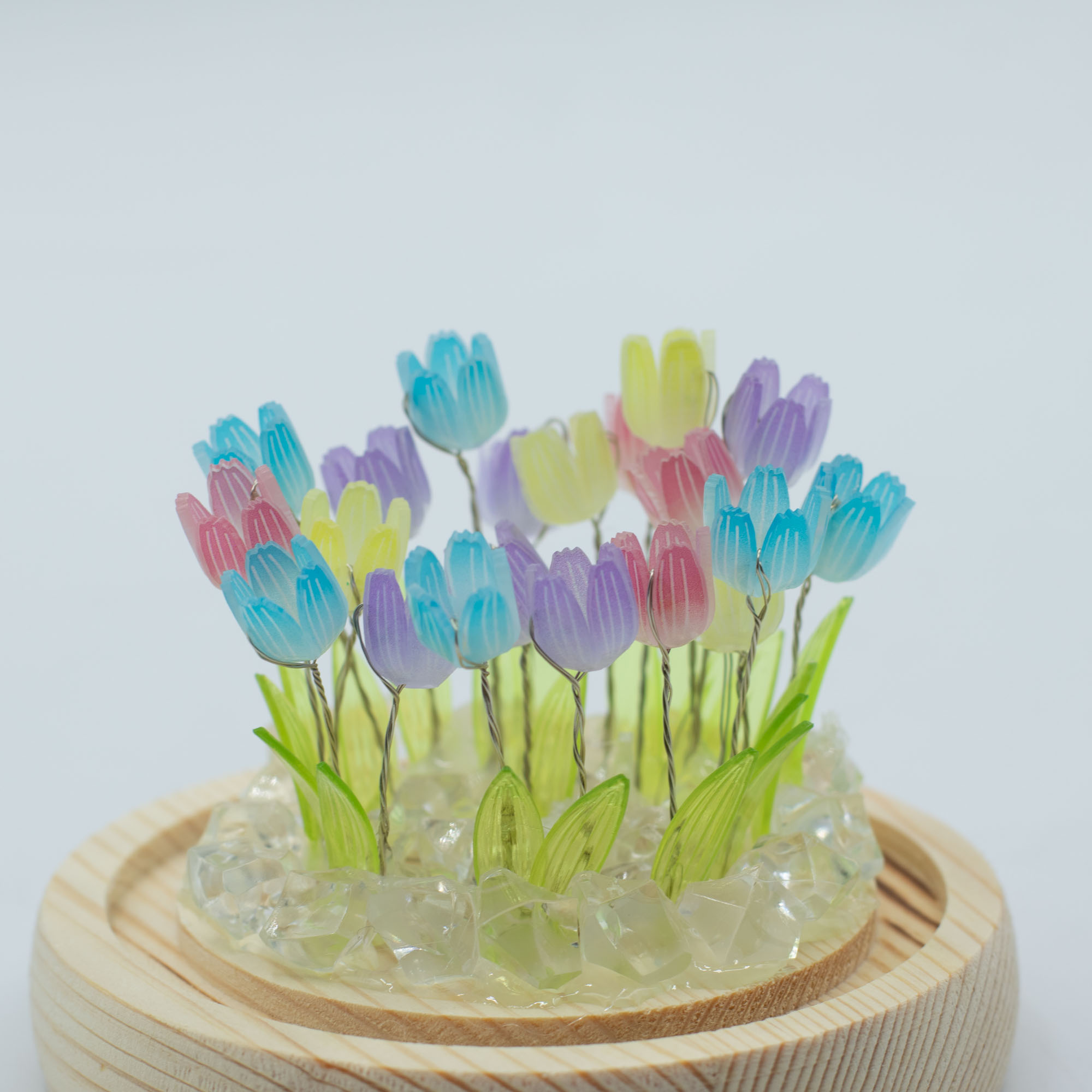 Floral Glow Garden Dome - 20 Multi-Coloured LED Tulips - USB Powered Glass Night Light2