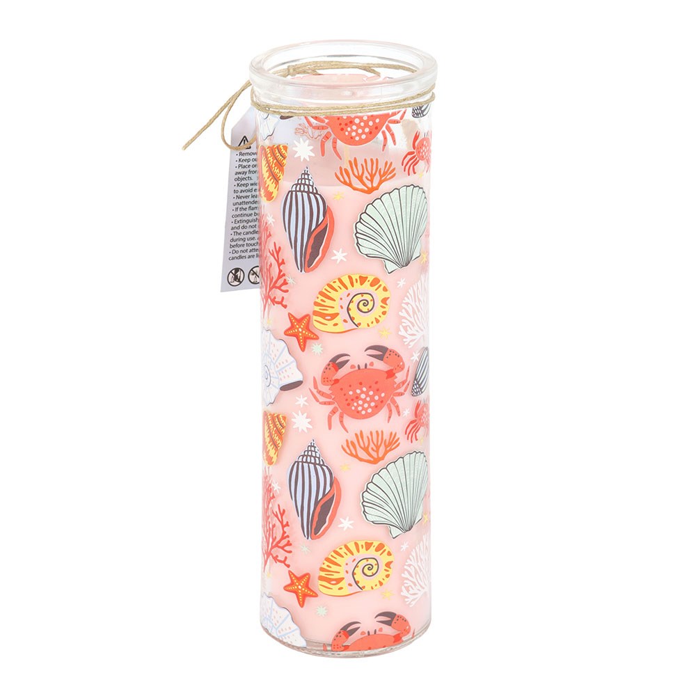 Coconut & Sea Salt Scented Tube Candle with Pastel Coastal Print2